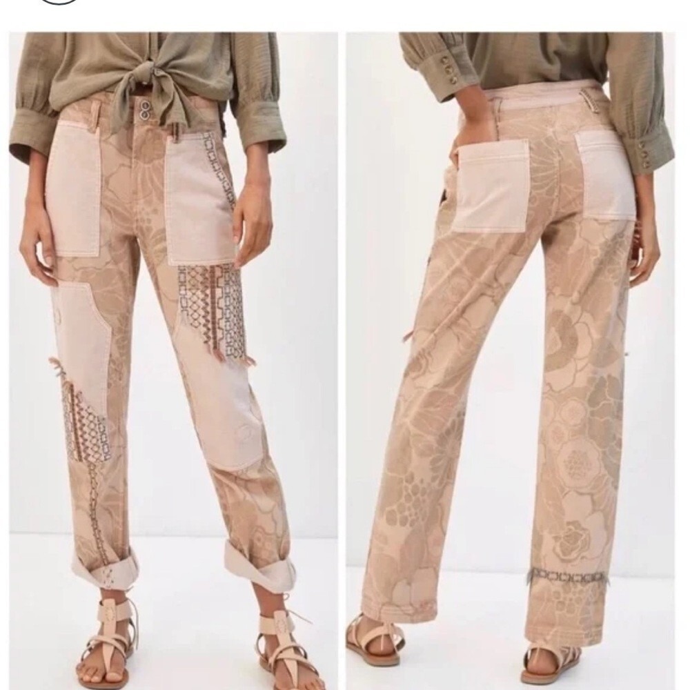 Anthropologie Pilcro The Camp Wanderer Patchwork Pants Boho Embroidered size‎ 30